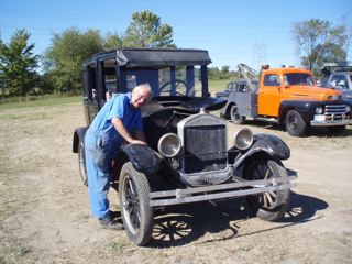 Ron working on an antique car